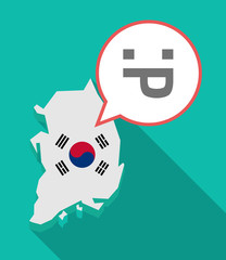 Wall Mural - Long shadow South Korea map with a sticking out tongue text face