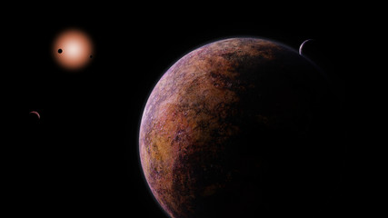 Wall Mural - exoplanets orbiting a red dwarf star