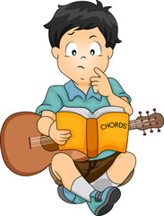 Sticker - Kid Boy Study Guitar Chords