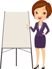 Wall Mural - Girl Business Speaker Presentation Illustration