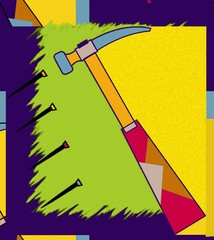 Abstract  colorful background whit stylized hammer and nails