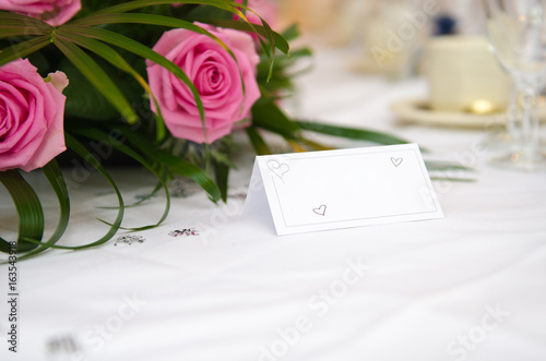 An Empty Blank Paper Table Card Name Plate Sign On A Wedding Table