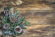 Natural Christmas decoration on wooden background 