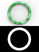 3d Rendering. Top View Of A Beautiful Luxurious Jade Bracelet On White Background With Alpha Mask