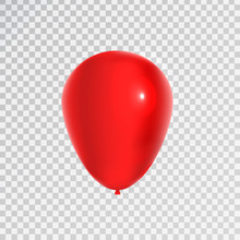 Vector Realistic Isolated Red Balloon For Celebration And Decoration On The Transparent Background. Concept Of Happy Birthday, Anniversary And Wedding.