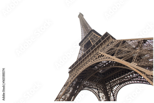 Fotografia, Obraz  Eiffel tower isolated on white background in Paris, picture for the ideas of des