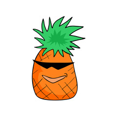 Sticker - funny pineapple with sunglasses draw