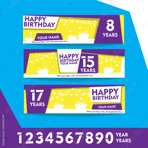 Print And Editable Geometric Happy Birthday Banner Abstract