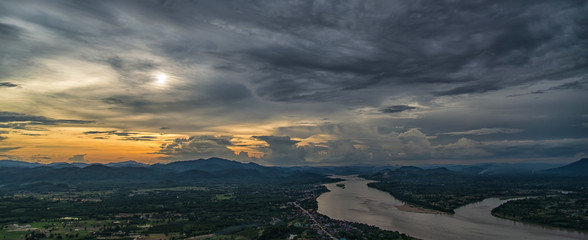 Wall Mural - Beautiful landscape of the mountain background Sunset in Thailand