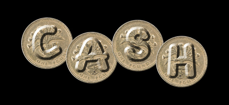 CASH – Coins on black background