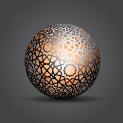 Poster - 3d Sphere Decorated With Geometric Abstract Shape Ornament Vector Illustration