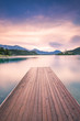 Wooden deck leading into Bled lake,Slovenia