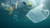 Fototapeta  - Plastic carrier bags and other garbage pollution in ocean