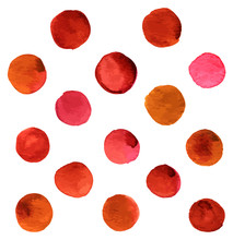Hand Painted Vector And Watercolor Brown And Red Dots