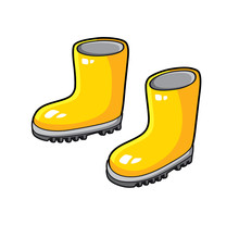 Yellow Wellies Gum Boots Isolated.