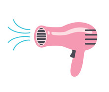 Blowing Pink Hair Dryer Icon Isolated.