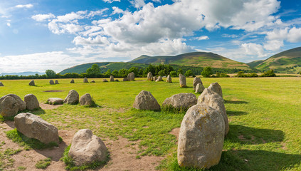 Ancient (late Neolithic) Castlerigg Stone Circle in Lake District, Cumbria, England.