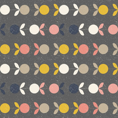 Aufkleber - Modern vector abstract seamless geometric pattern with stylized flowers and leaves in retro scandinavian style.
