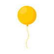 Yellow balloon in cartoon flat style isolated on white background. Vector icon