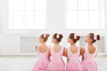 Little Ballerinas In Ballet Studio