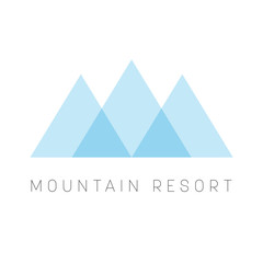 Canvas Print - Mountain Resort logo template. Blue triangle shape logotype for business or travel company. Vector illustration.