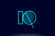 iq i q blue line circle alphabet letter logo icon template vector design