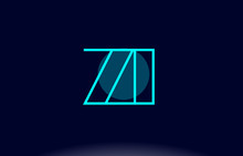 Zi Z I Blue Line Circle Alphabet Letter Logo Icon Template Vector Design