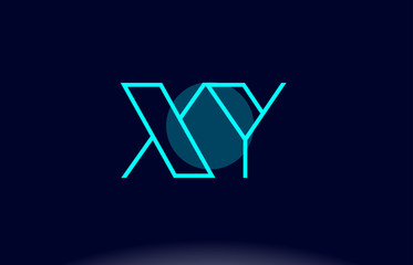 xy x y blue line circle alphabet letter logo icon template vector design