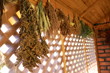 Various herbal bouquets hung out to dry