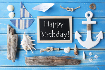 Nautic Chalkboard And Text Happy Birthday