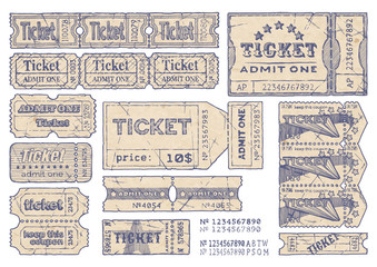 Wall Mural - Retro tickets set