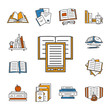 © poltorak - Thin lined book icons set.