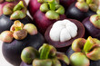 close up Mangosteen in stack  .tropical fruit