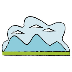 Sticker - cartoon mountain meadow cloud landscape