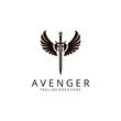 Avenger logo. Angel sword logotype 