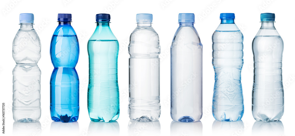 Collection of water bottles - obrazy, fototapety, plakaty 