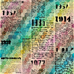 Poster - Seamless background pattern. Imitation of grunge retro halftone newspaper, unreadable.