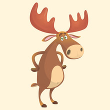 Cool Carton Moose. Vector Illustration Isolated.