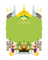 Wall Mural - Laos Landmarks, Traditional Dance, Frame