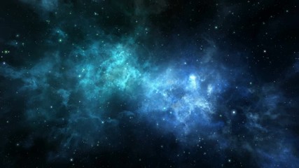 loopabel flight through deep space nebula