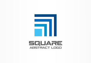 Wall Mural - Abstract logo for business company. Corporate identity design element. Technology, Industrial, Logistic, Social Media logotype idea. Square, network, banking growth concept. Colorful Vector icon