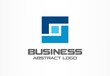 © Hilch - Abstract logo for business company. Corporate identity design element. Puzzle solution, finance, bank logotype idea. Square group, network integrate, technology mix concept. Color Vector connect icon