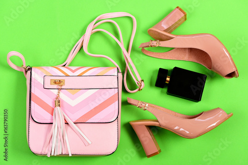 light pink shoes and bag