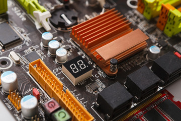 Aufkleber - Computer motherboard components close up