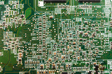 Poster - Computer motherboard components close up, top view