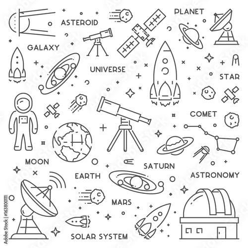 Cuadros en Lienzo Vector line web concept for astronomy