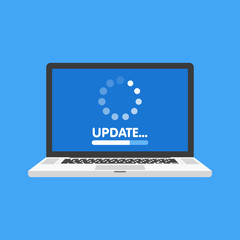 Fototapete - System software update and upgrade concept. Loading process in laptop screen. Vector illustration