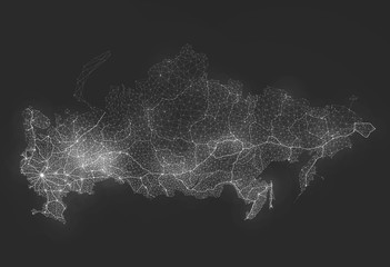Poster - Abstract Telecommunication Network Map - Russia