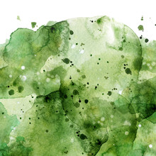 Watercolor Abstract Green Splashes Background 