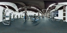Modern Big Empty Fitness Gym With Sport Exercise Equipment Full 360 Degree Panorama In Equirectangular Spherical Projection